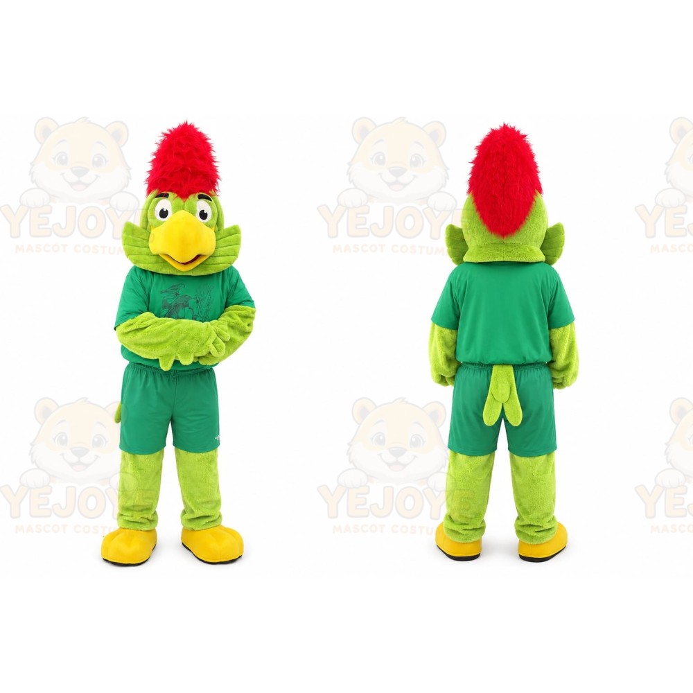 Green Rooster Mascot Costume