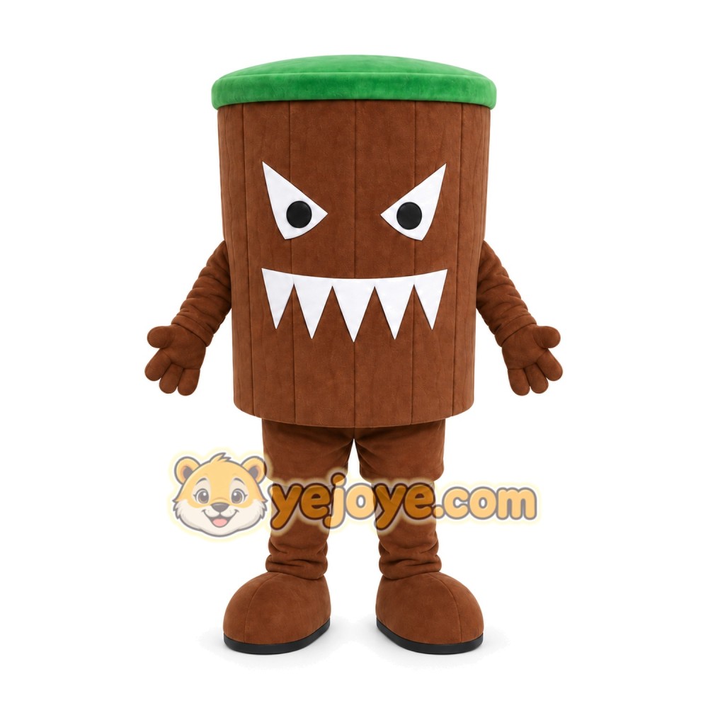 Brown Bucket Mascot Costume Brown Bucket Mascot Costume