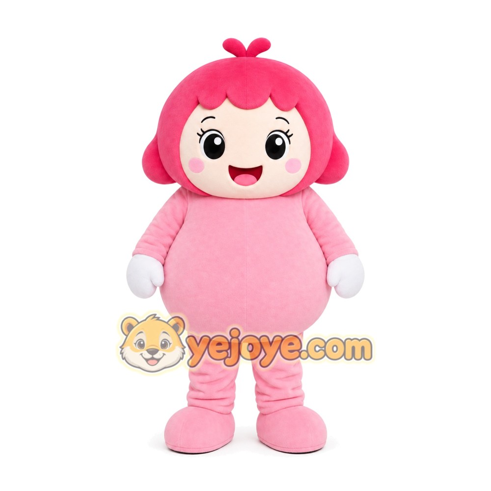 Pink Girl Mascot Costume Pink Girl Mascot Costume