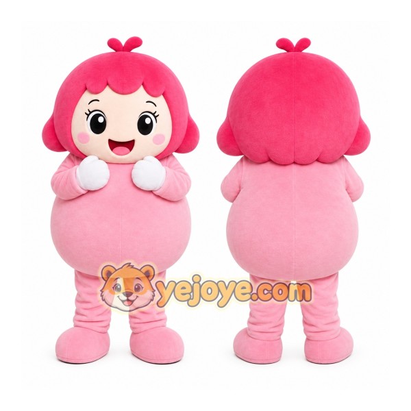 Pink Girl Mascot Costume