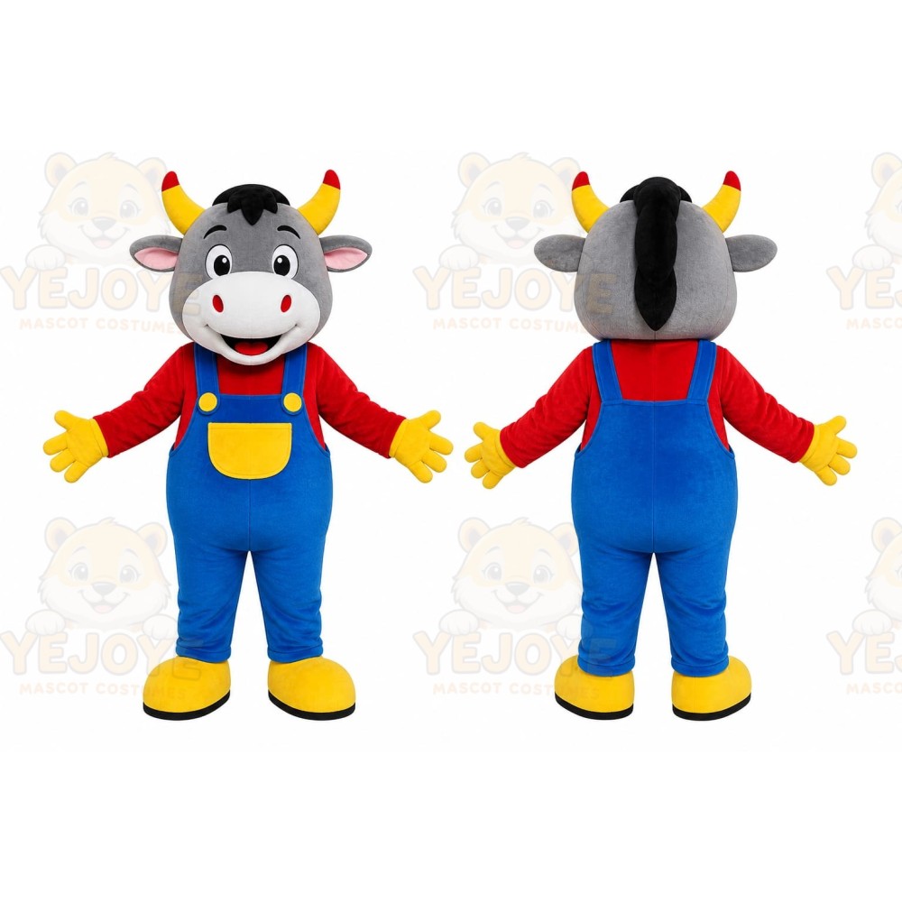 Cow Overalls Mascot Costume