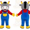 Cow Overalls Mascot Costume