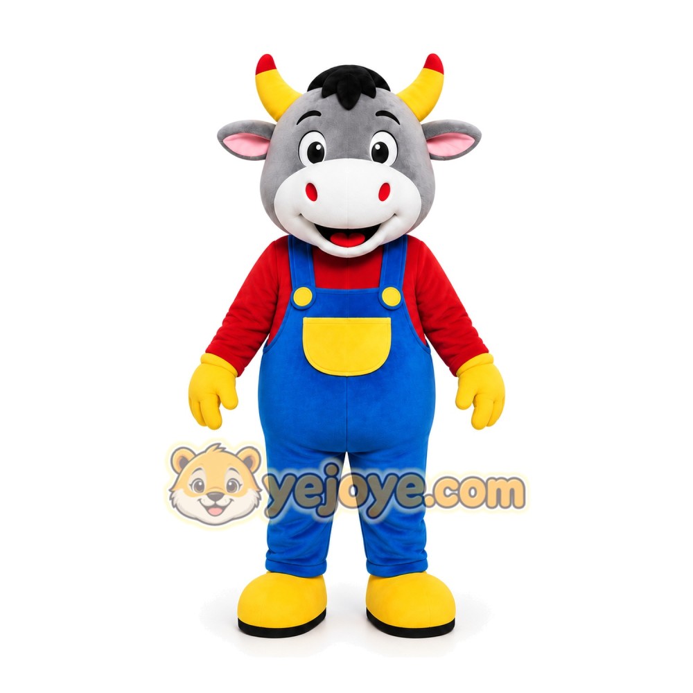 Cow Overalls Mascot Costume Cow Overalls Mascot Costume