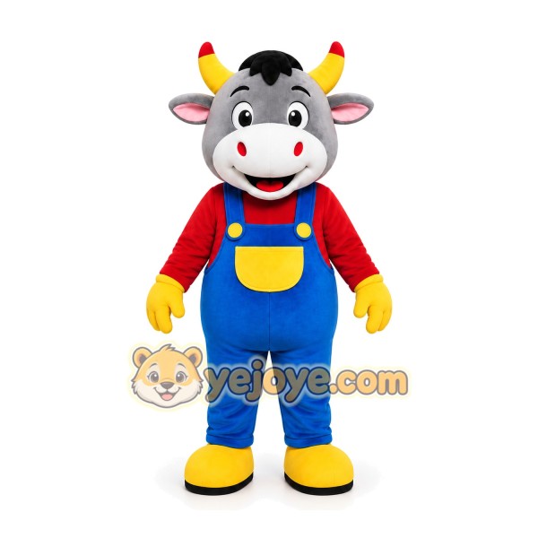 Cow Overalls Mascot Costume Cow Overalls Mascot Costume