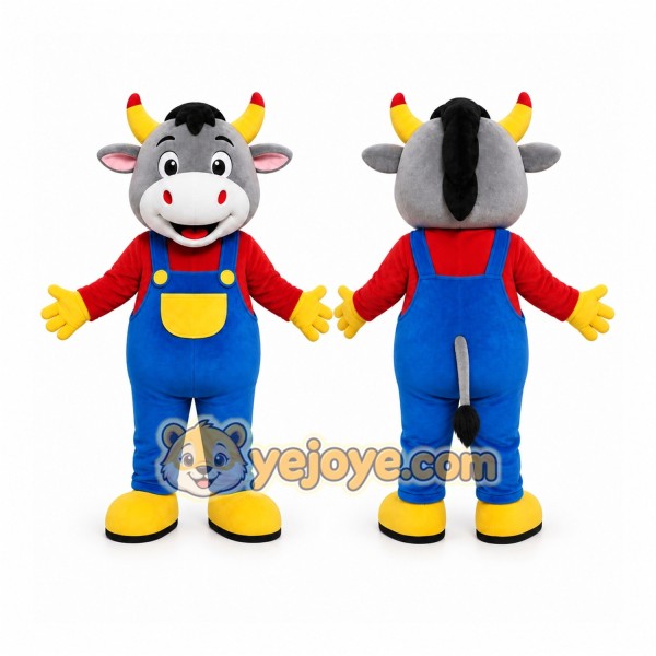 Cow Overalls Mascot Costume