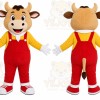 Brown Cow Overalls Mascot Costume