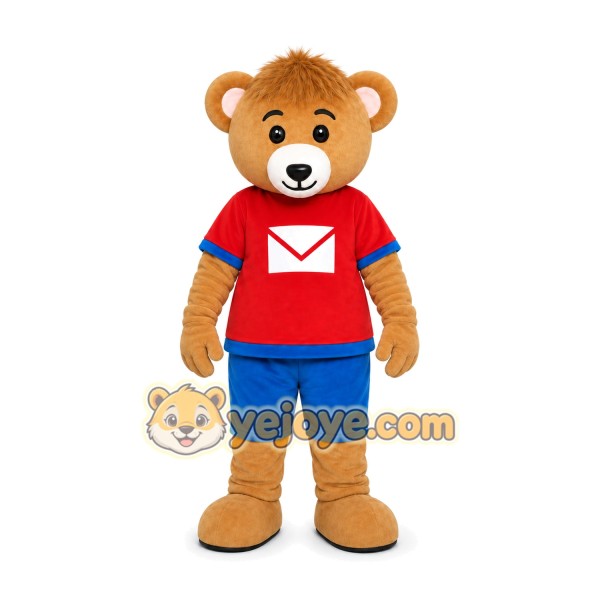 Bear Red Shirt Mascot Costume