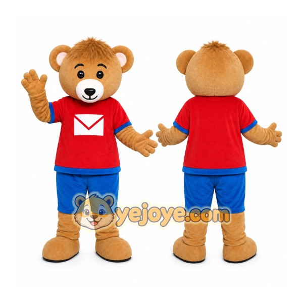Bear Red Shirt Mascot Costume