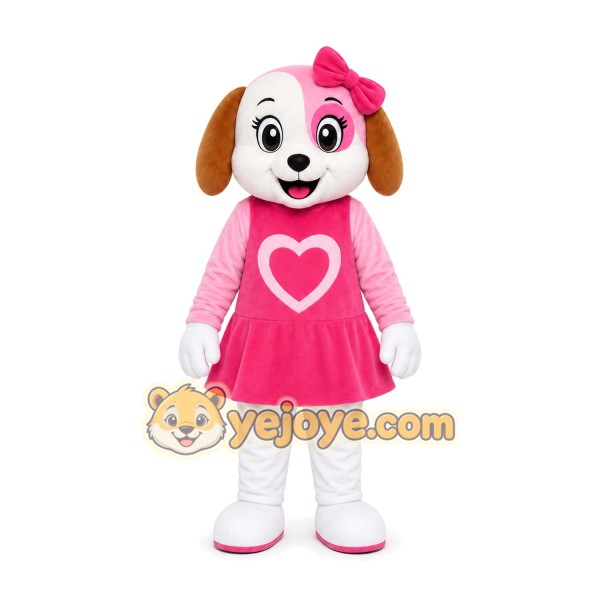 Pink Puppy Dress Mascot Costume Pink Puppy Dress Mascot Costume
