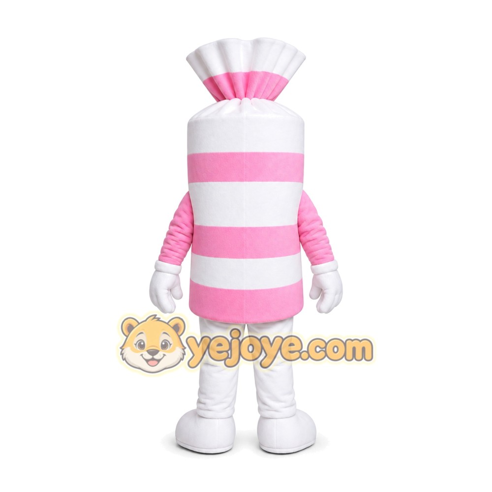 Pink Striped Candy Mascot Costume Pink Striped Candy Mascot Costume