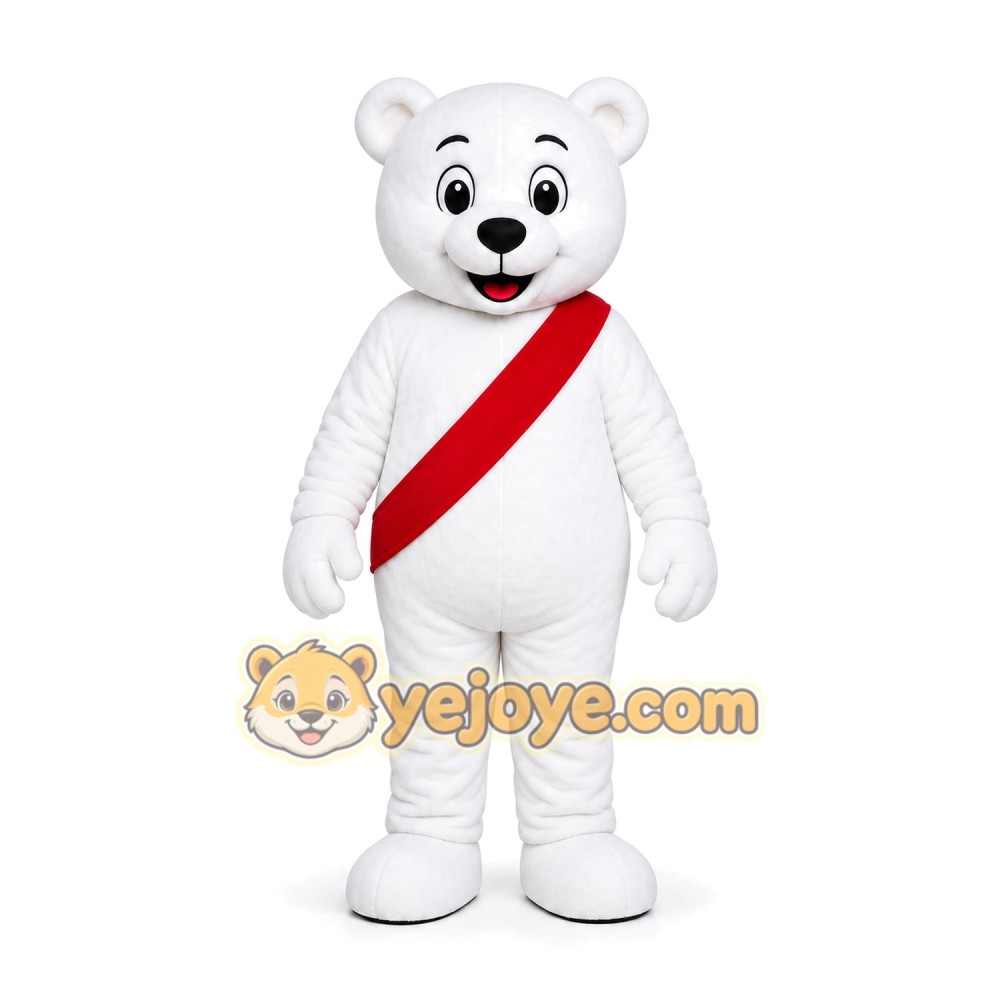 White Bear Sash Mascot Costume White Bear Sash Mascot Costume