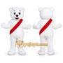 White Bear Sash Mascot Costume