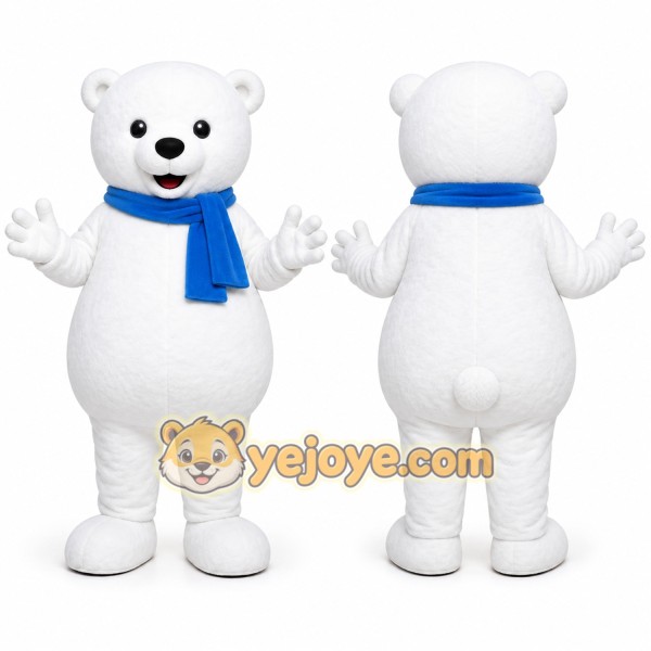 White Bear Scarf Mascot Costume