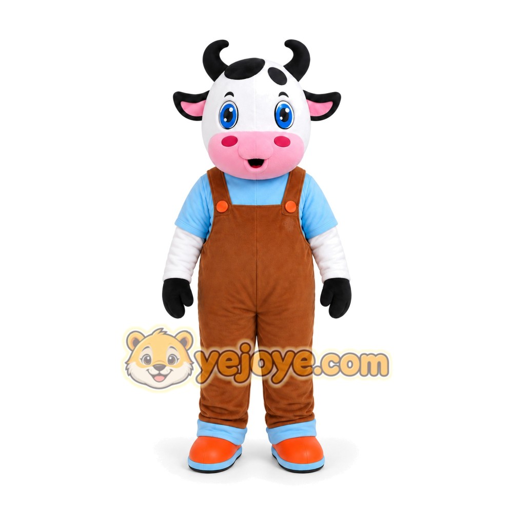 Cow Overalls Mascot Costume