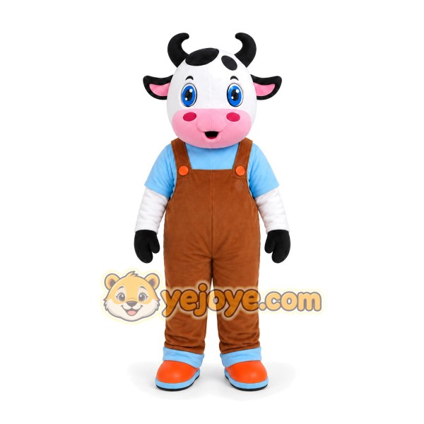 Cow Overalls Mascot Costume Cow Overalls Mascot Costume