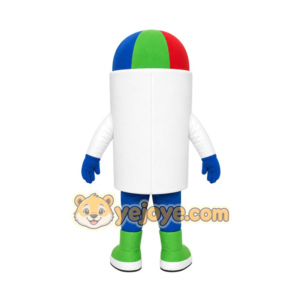 White Capsule Mascot Costume White Capsule Mascot Costume