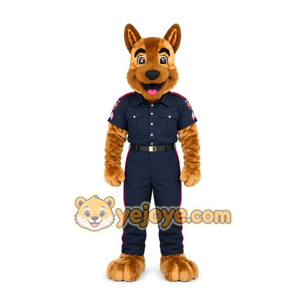 Brown Dog Officer Mascot Costume Brown Dog Officer Mascot Costume