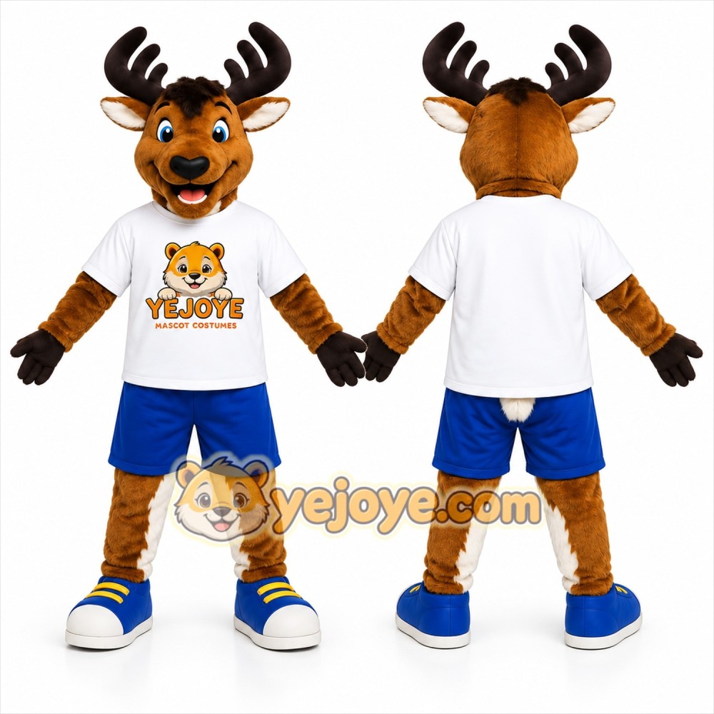 Brown Moose Sports Mascot Costume Brown Moose Sports Mascot Costume