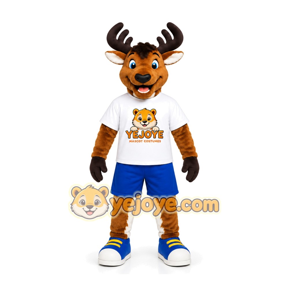 Brown Moose Sports Mascot Costume Brown Moose Sports Mascot Costume