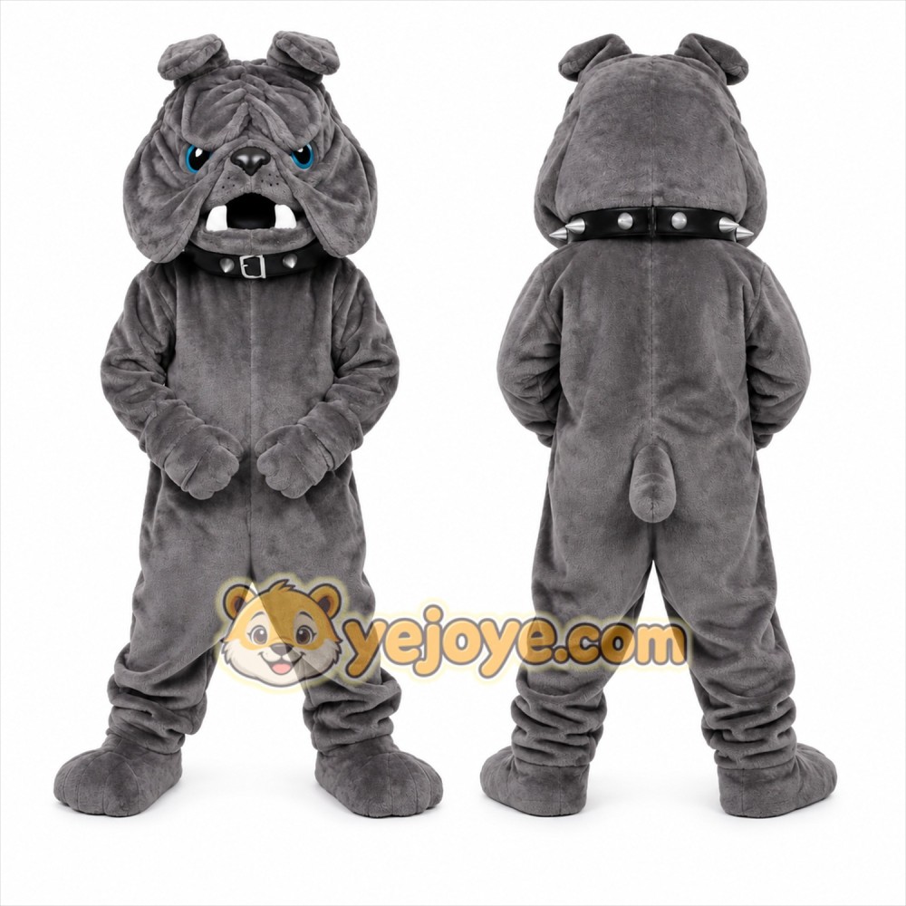 Gray Bulldog Mascot Costume Gray Bulldog Mascot Costume