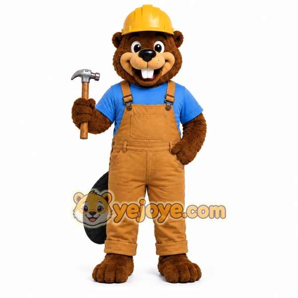 Construction Beaver Mascot Costume
