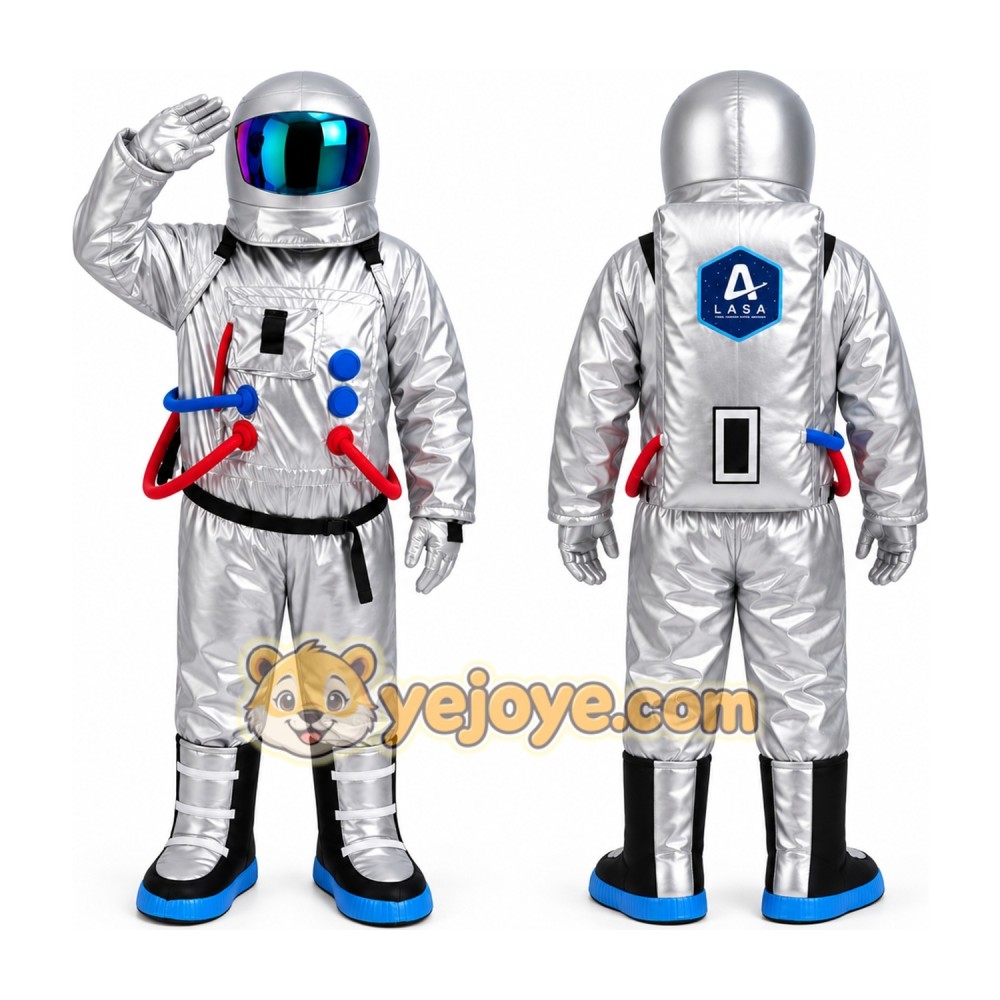 Silver Astronaut Mascot Costume Silver Astronaut Mascot Costume