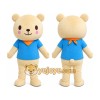 Tan Bear Blue Shirt Mascot Costume Tan Bear Blue Shirt Mascot Costume