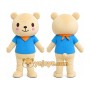 Tan Bear Blue Shirt Mascot Costume