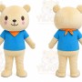 Tan Bear Blue Shirt Mascot Costume
