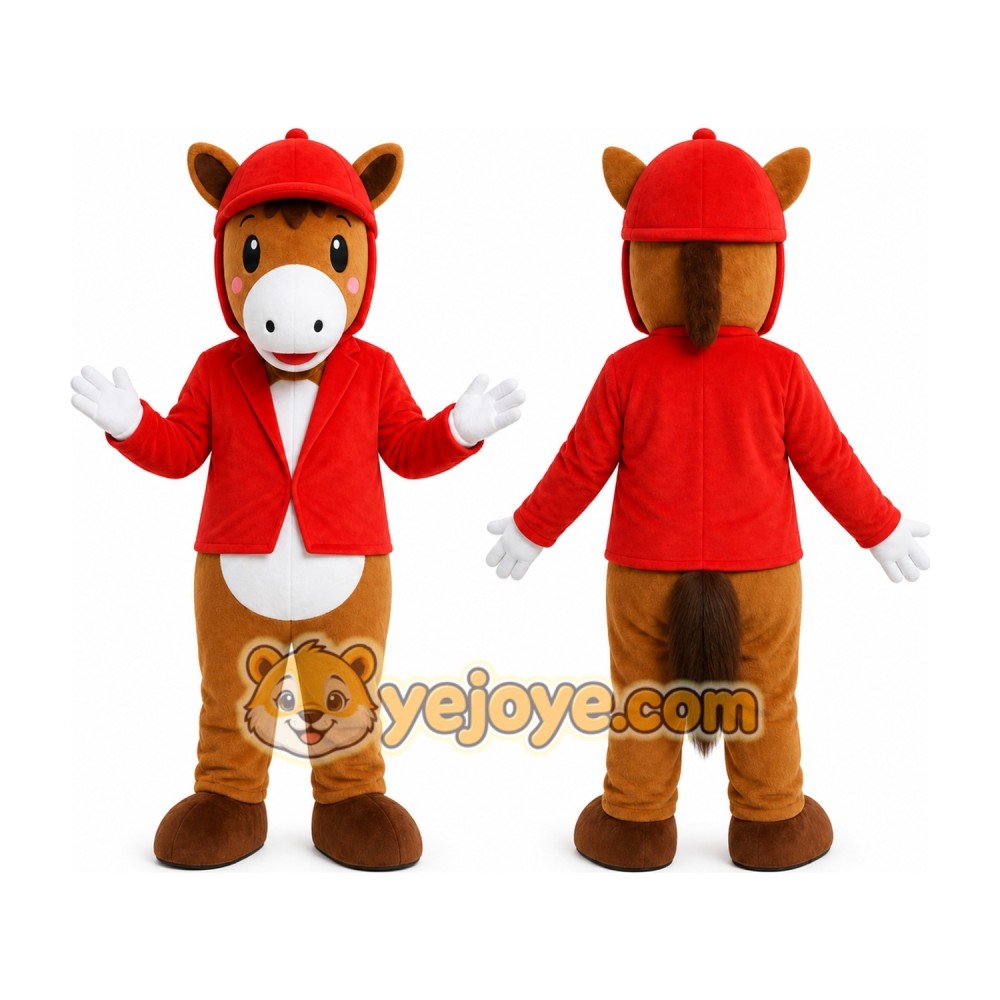 Red Horse Hoodie Mascot Costume Red Horse Hoodie Mascot Costume