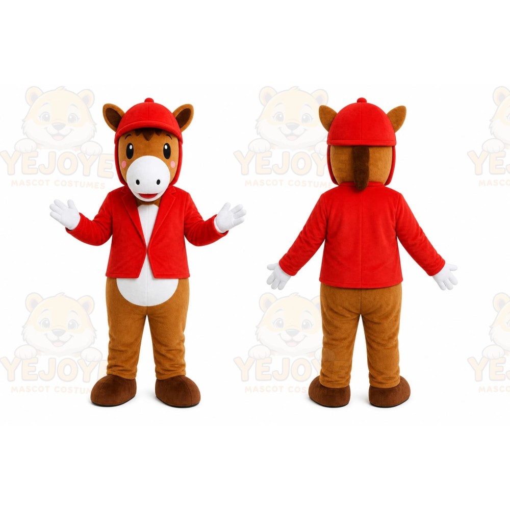 Red Horse Hoodie Mascot Costume