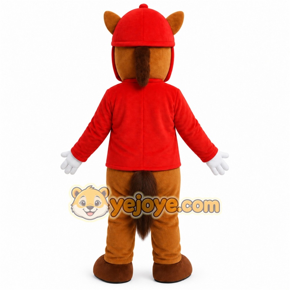 Red Horse Hoodie Mascot Costume Red Horse Hoodie Mascot Costume