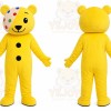 Yellow Bear Button Mascot Costume