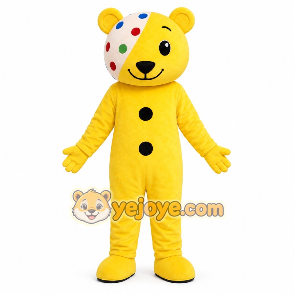 Yellow Bear Button Mascot Costume Yellow Bear Button Mascot Costume