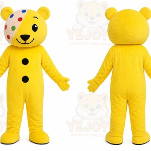 Yellow Bear Button Mascot Costume