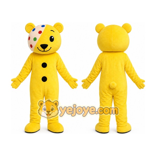 Yellow Bear Button Mascot Costume