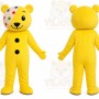 Yellow Bear Button Mascot Costume