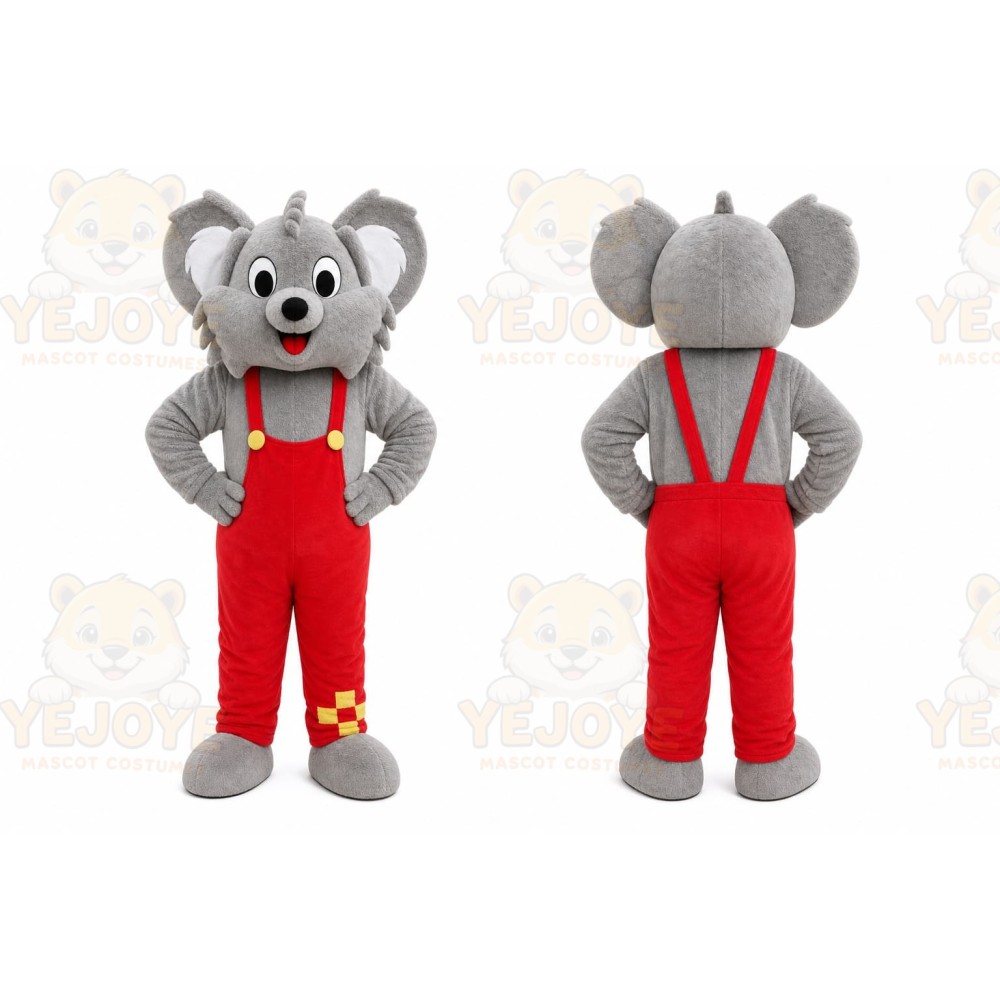Gray Koala Overalls Mascot Costume