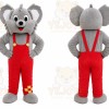 Gray Koala Overalls Mascot Costume