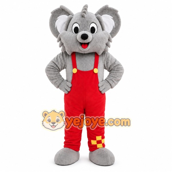 Gray Koala Overalls Mascot Costume