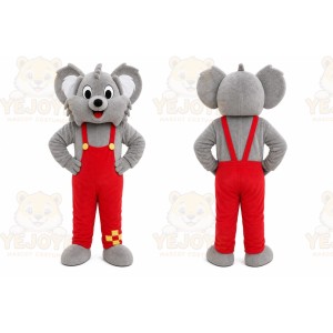 Gray Koala Overalls Mascot Costume