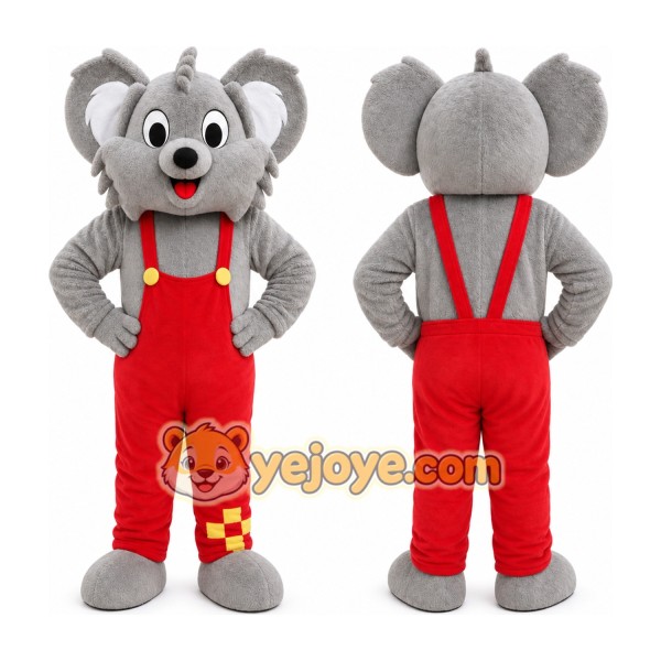Gray Koala Overalls Mascot Costume