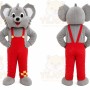 Gray Koala Overalls Mascot Costume