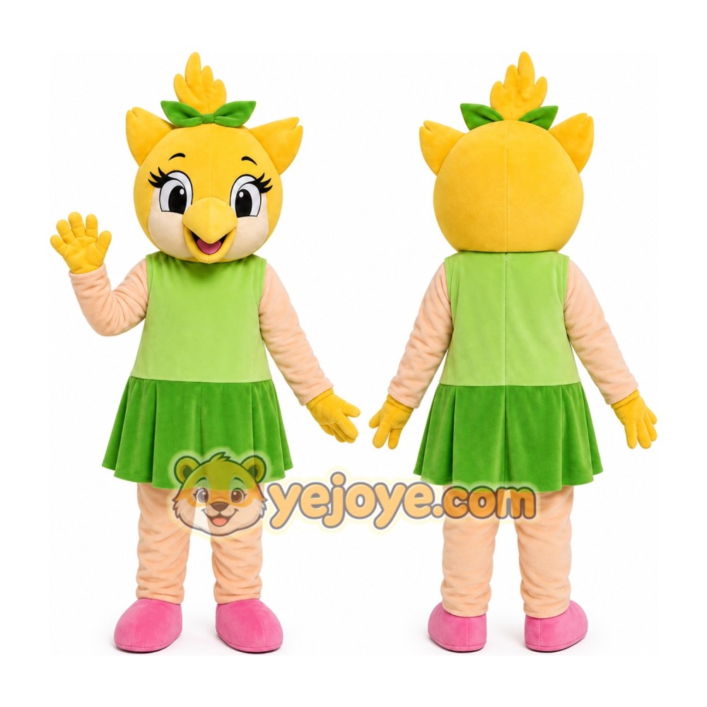 Green Dress Girl Mascot Costume Green Dress Girl Mascot Costume