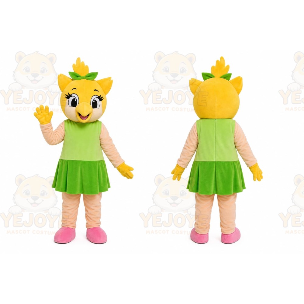 Green Dress Girl Mascot Costume