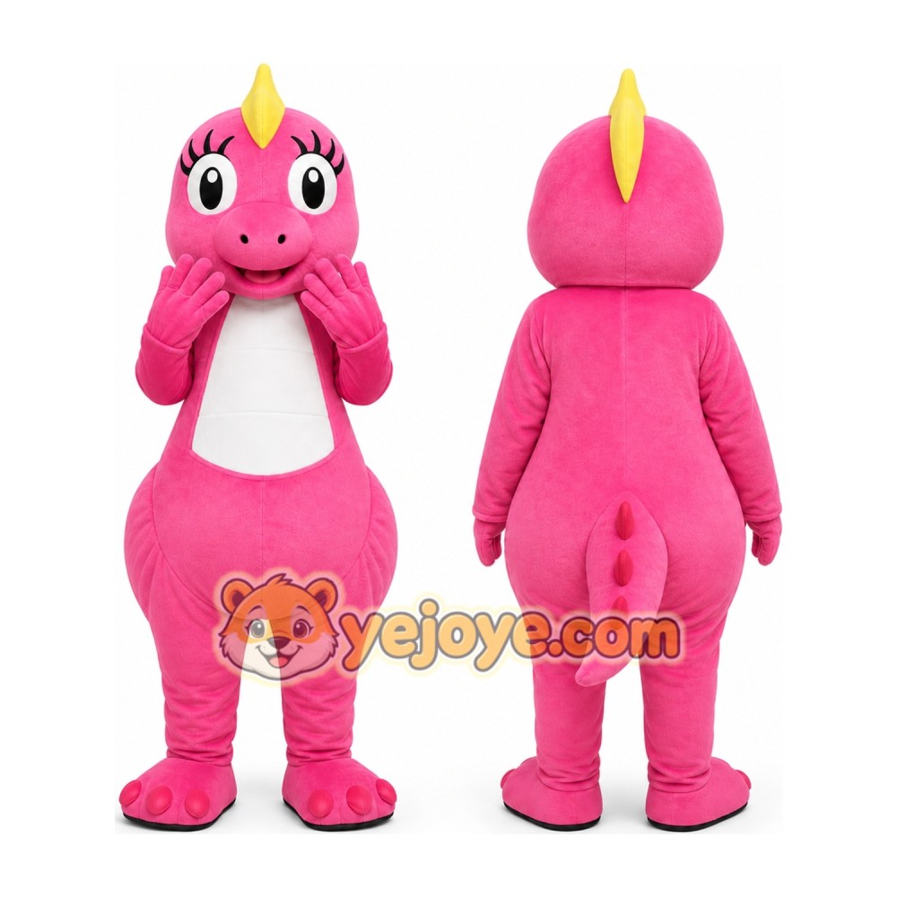 Pink Dinosaur Mascot Costume Pink Dinosaur Mascot Costume