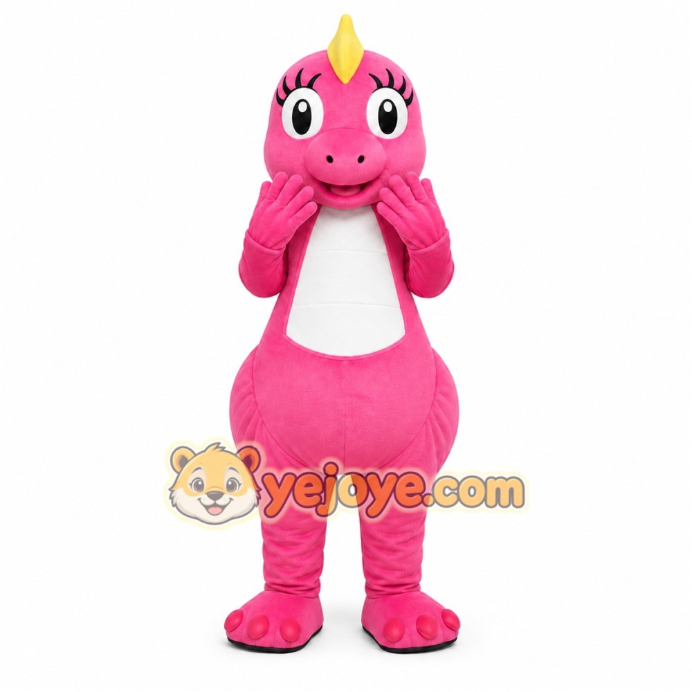 Pink Dinosaur Mascot Costume Pink Dinosaur Mascot Costume