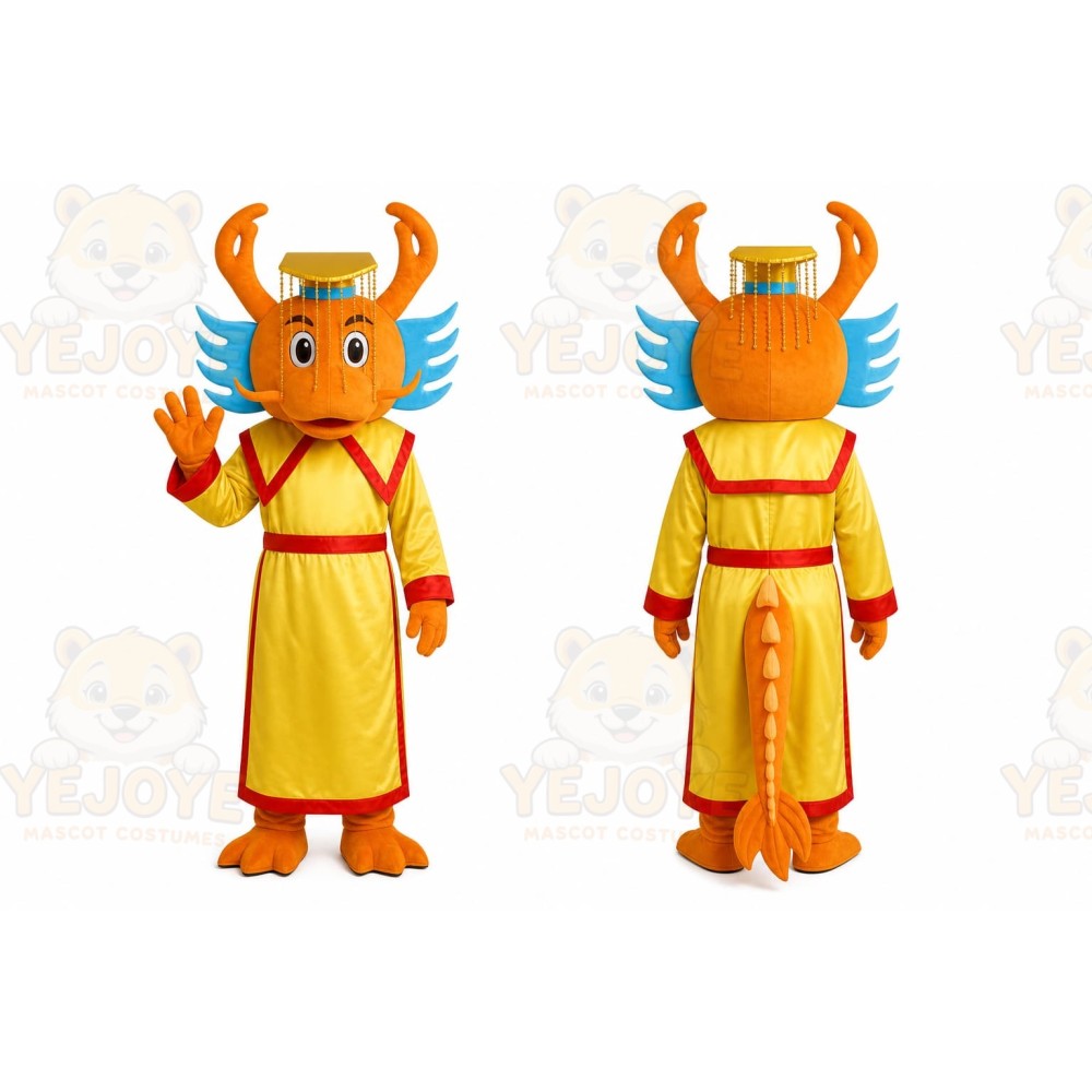 Orange Dragon Mascot Costume