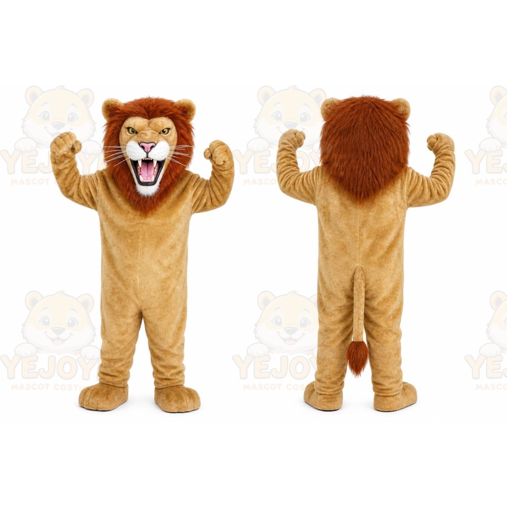 Tan Lion Mascot Costume