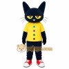 Black Cat Yellow Shirt Mascot Costume Black Cat Yellow Shirt Mascot Costume
